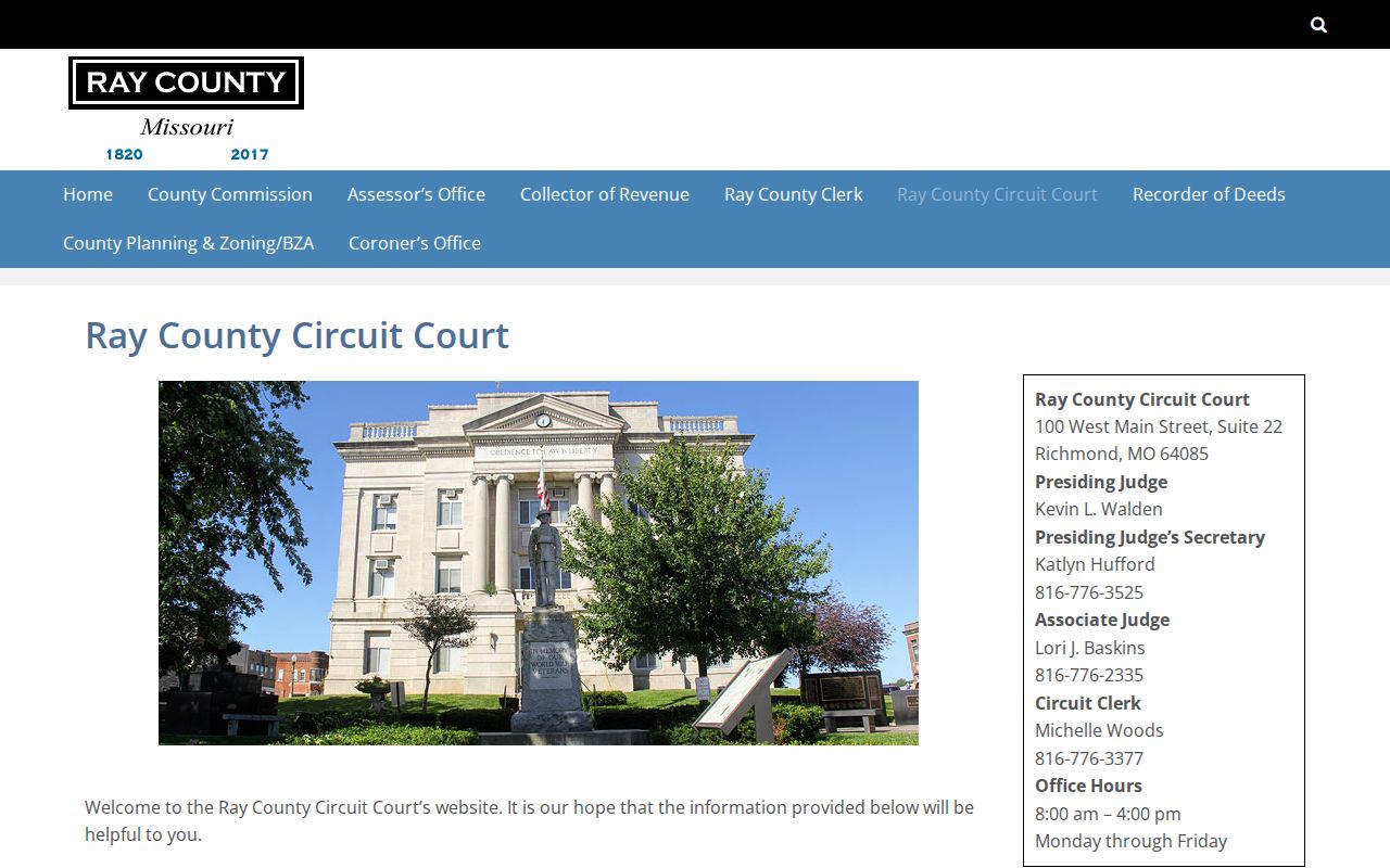 Ray County court docket Circuit Court clerk source page