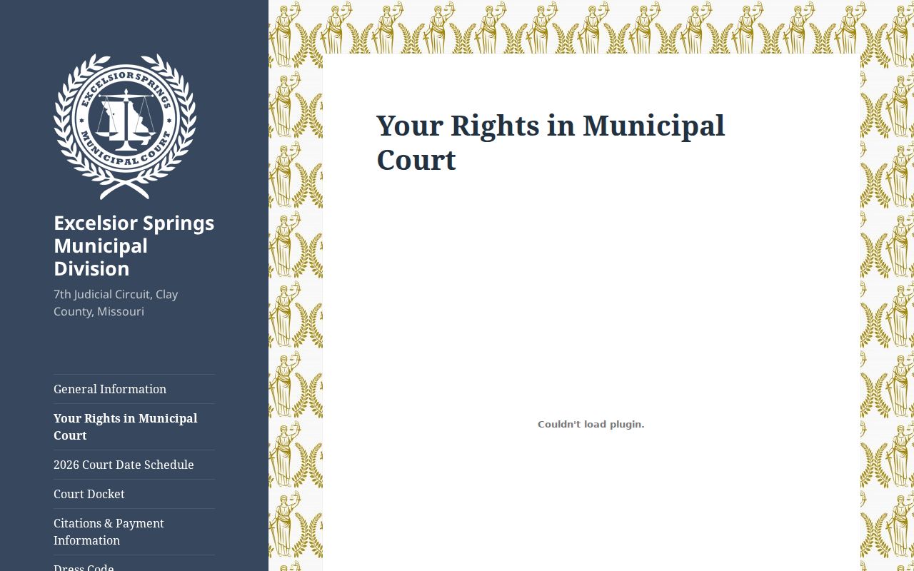 Ray County traffic court records reference from Excelsior Springs municipal court rights